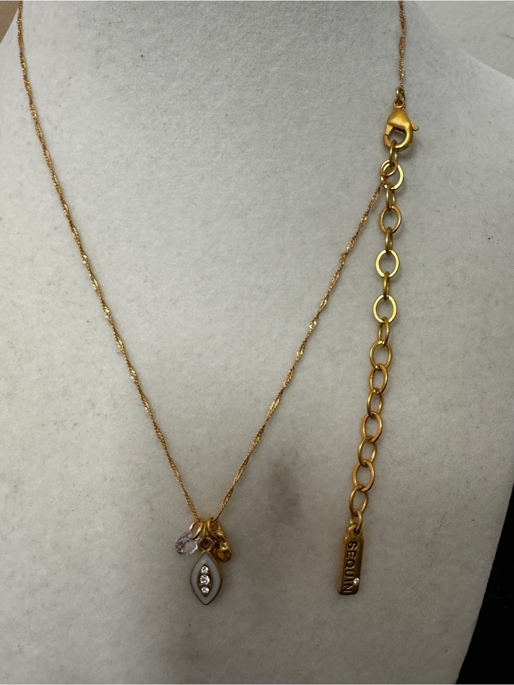 22 k gold dipped Gold Tone Pendant Necklace with Crystal Accent -